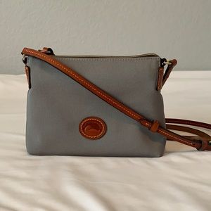 Gray Canvas & Leather Crossbody